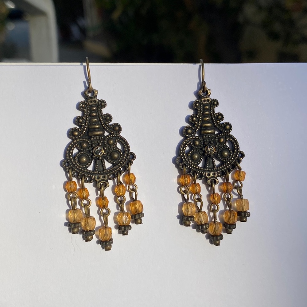 Orange beaded earrings